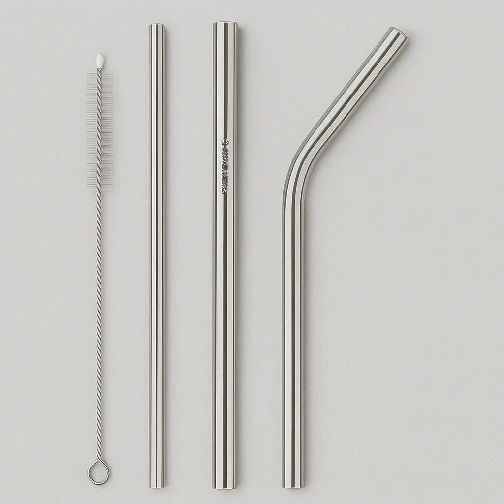 Set de 4 pailles en inox réutilisables + goupillon de nettoyage - BOXINOX