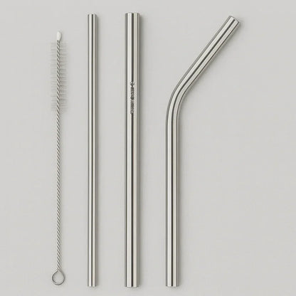 Set de 4 pailles en inox réutilisables + goupillon de nettoyage - BOXINOX