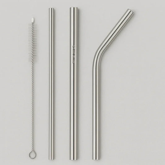 Set de 4 pailles en inox réutilisables + goupillon de nettoyage - BOXINOX
